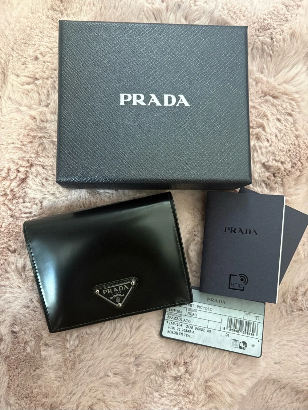 Prada small Black smooth Leather wallet
